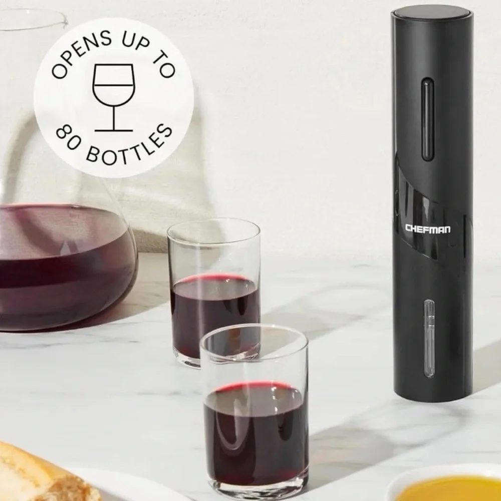 Chefman Electric Wine Opener w/ Foil Cutter, Pourer, Vacuum Stopper - NEW